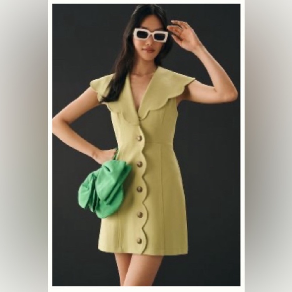 Anthropologie scalloped mini dress XS